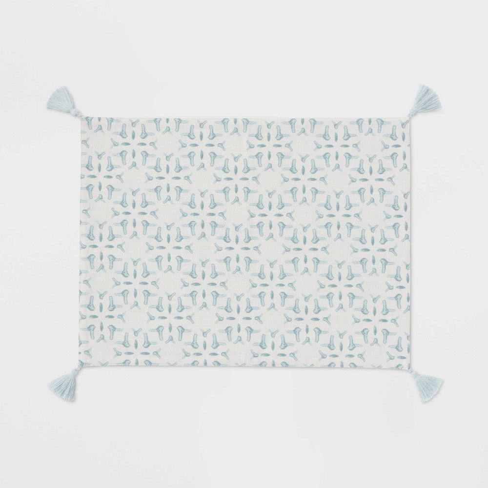 Cotton Slub Placemat with Tassels Blue - Threshold™ - Bellso